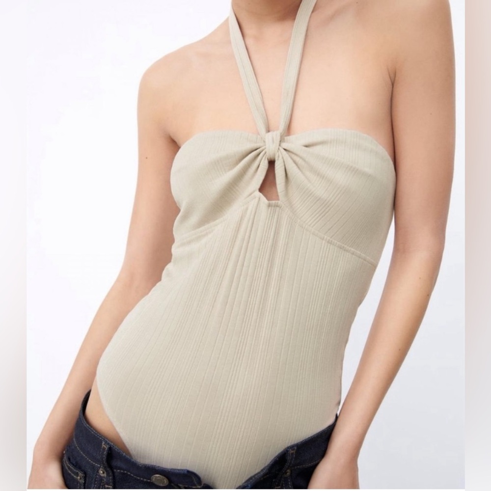 NWT ZARA Ribbed Halter Bodysuit - Picture 3 of 6